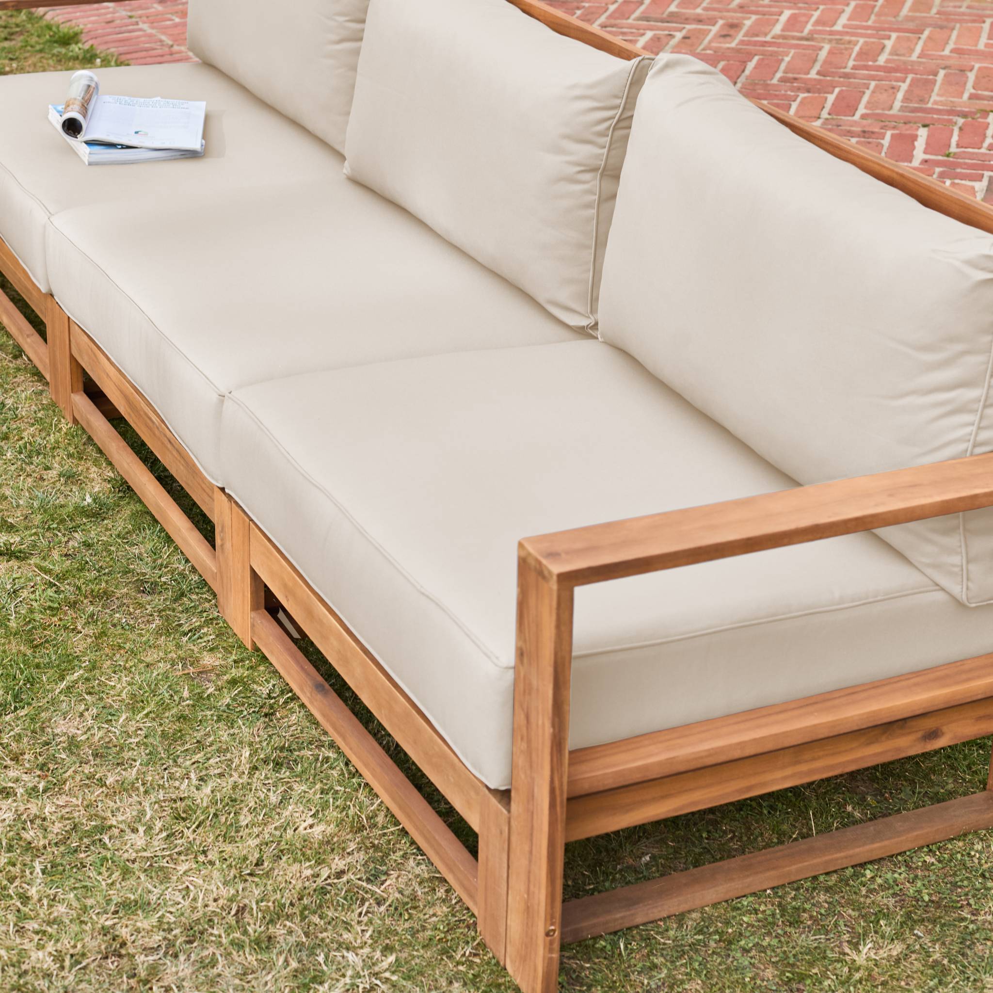 Salon de jardin en Bois Beige 5 personnes - 6