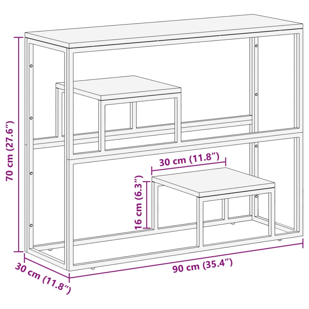 Table console argenté acier inoxydable/bois massif récupération - 9