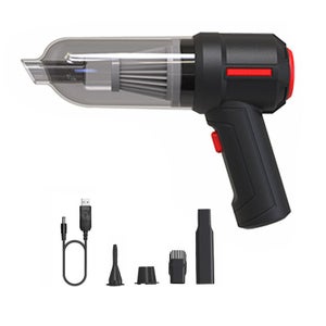 Aspirapolvere manuale, aspirapolvere auto, potente aspirapolvere manuale senza fili 9000PA, mini aspirapolvere auto, aspirapolvere portatile multi ugello e LED auto/casa/ufficio/tastiera (Nero