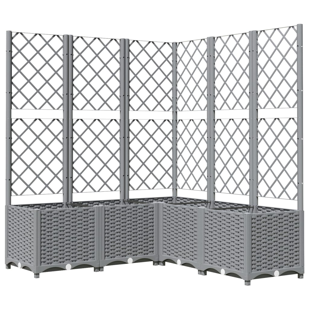 Maison Exclusive - Vaso/floreira jardim c/ treliça 120x120x136 cm PP cinza-claro - 2