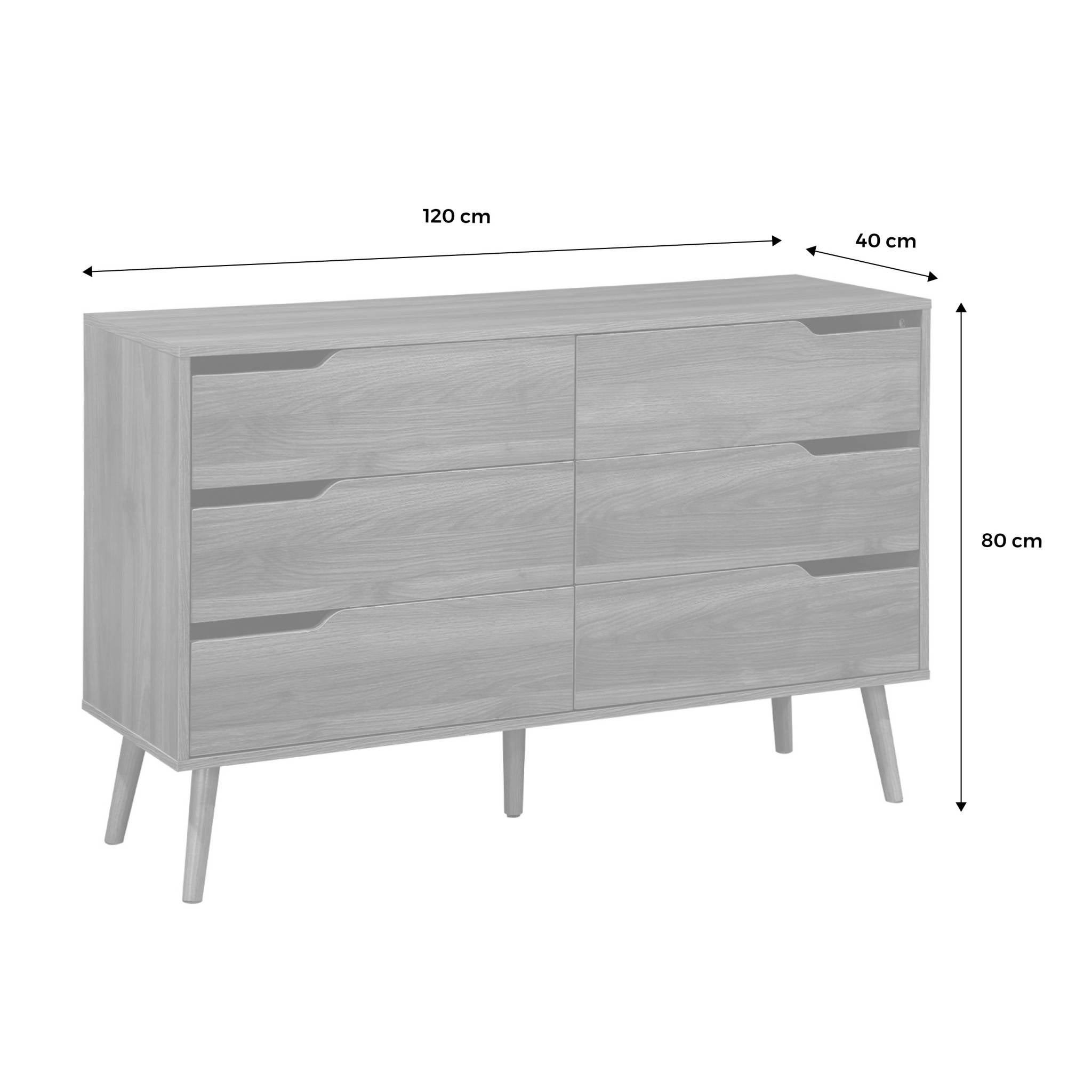 Commode décor bois de noyer. 6 tiroirs. pieds en pin massif NEPAL - 6