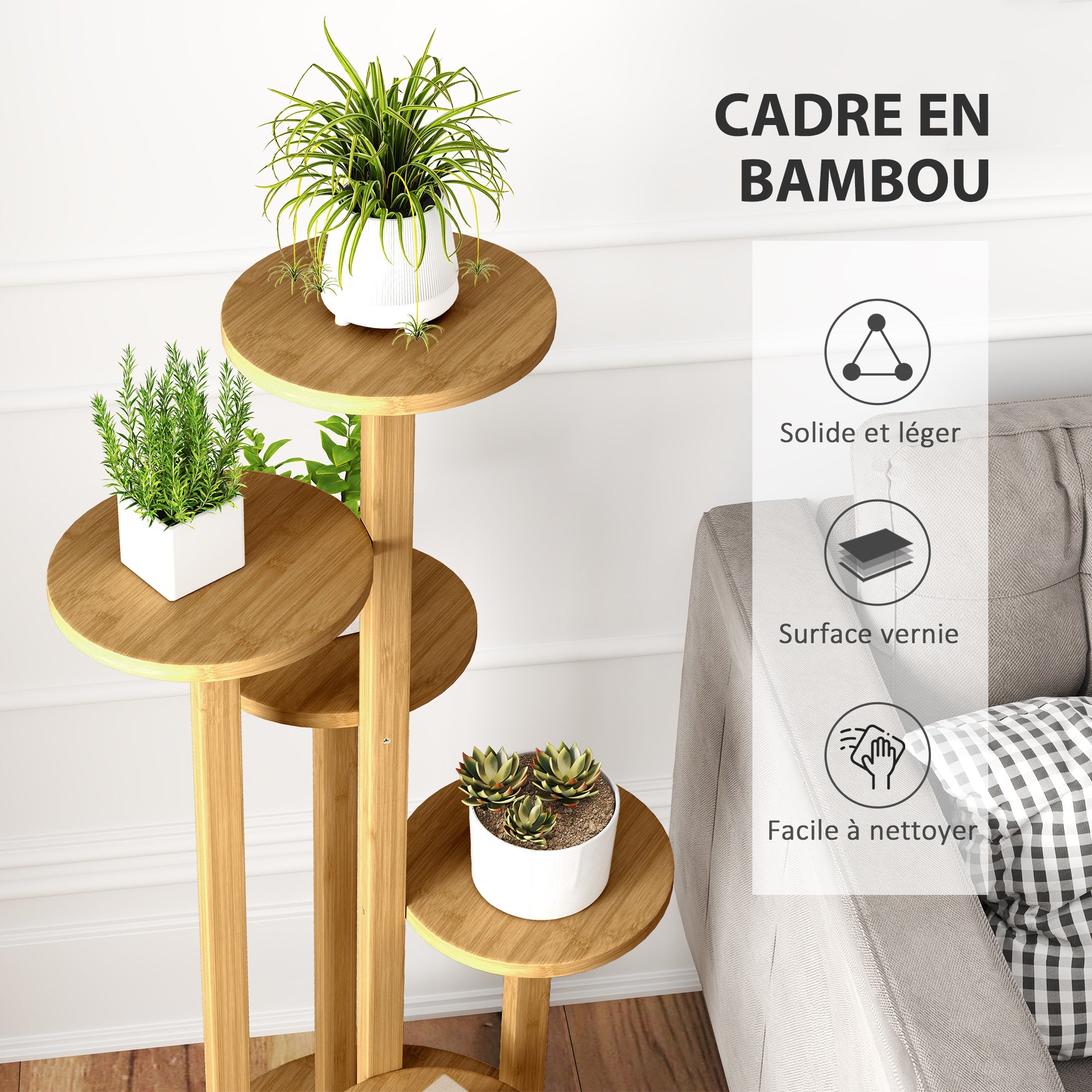 Support pot bambou 5 niveaux Outsunny - 5