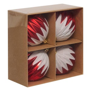 30 PALLINE DI NATALE ROSSO OPACO/LUCIDO/GLITTER ADDOBBI DECORO ALBERO