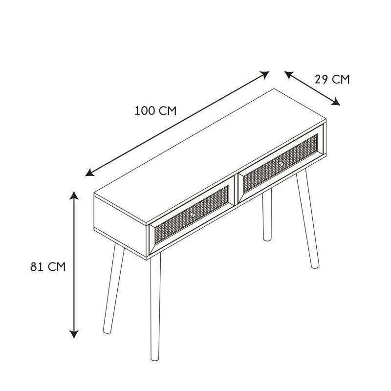 Console - Home Deco Factory - Bali - 2 Tiroirs - Beige - H81 X L100 X P29 Cm - 7