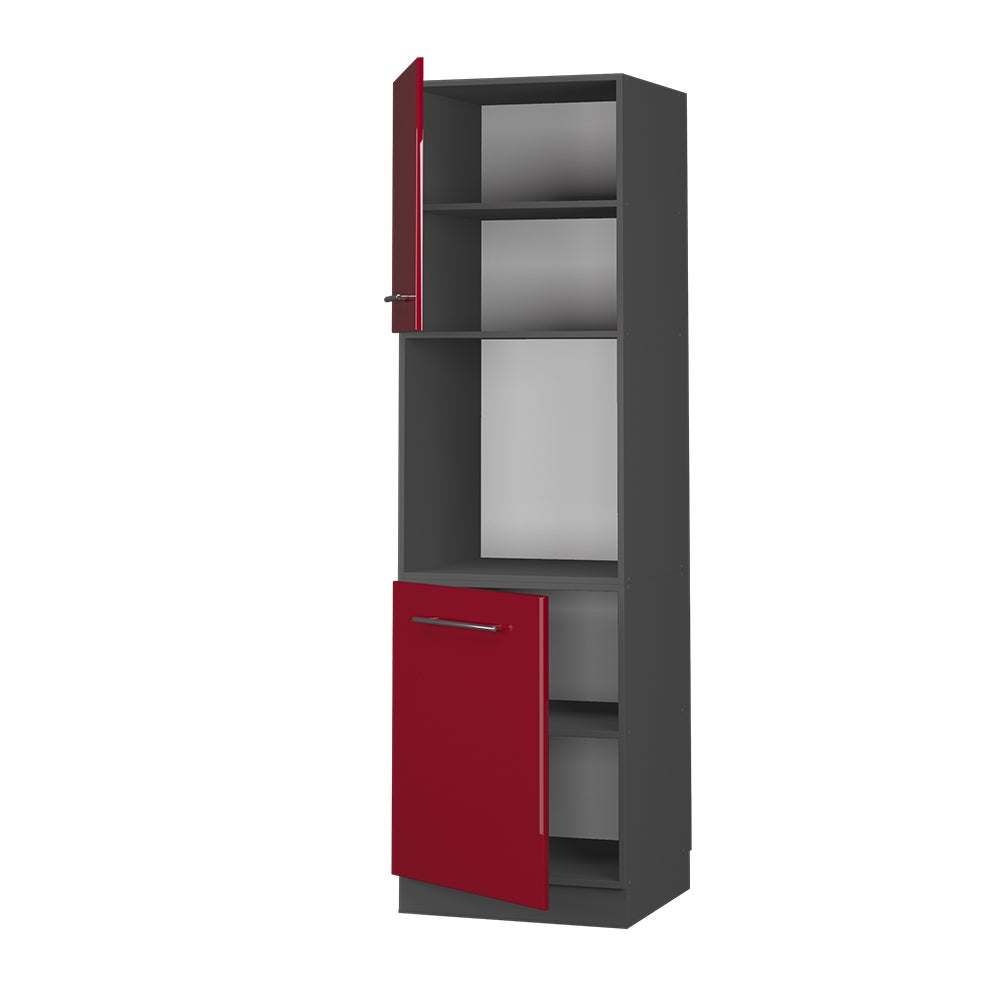 Vicco Armario para horno empotrado Fame-Line, Rojo Burdeos alto brillo, 60 cm abierto - 4