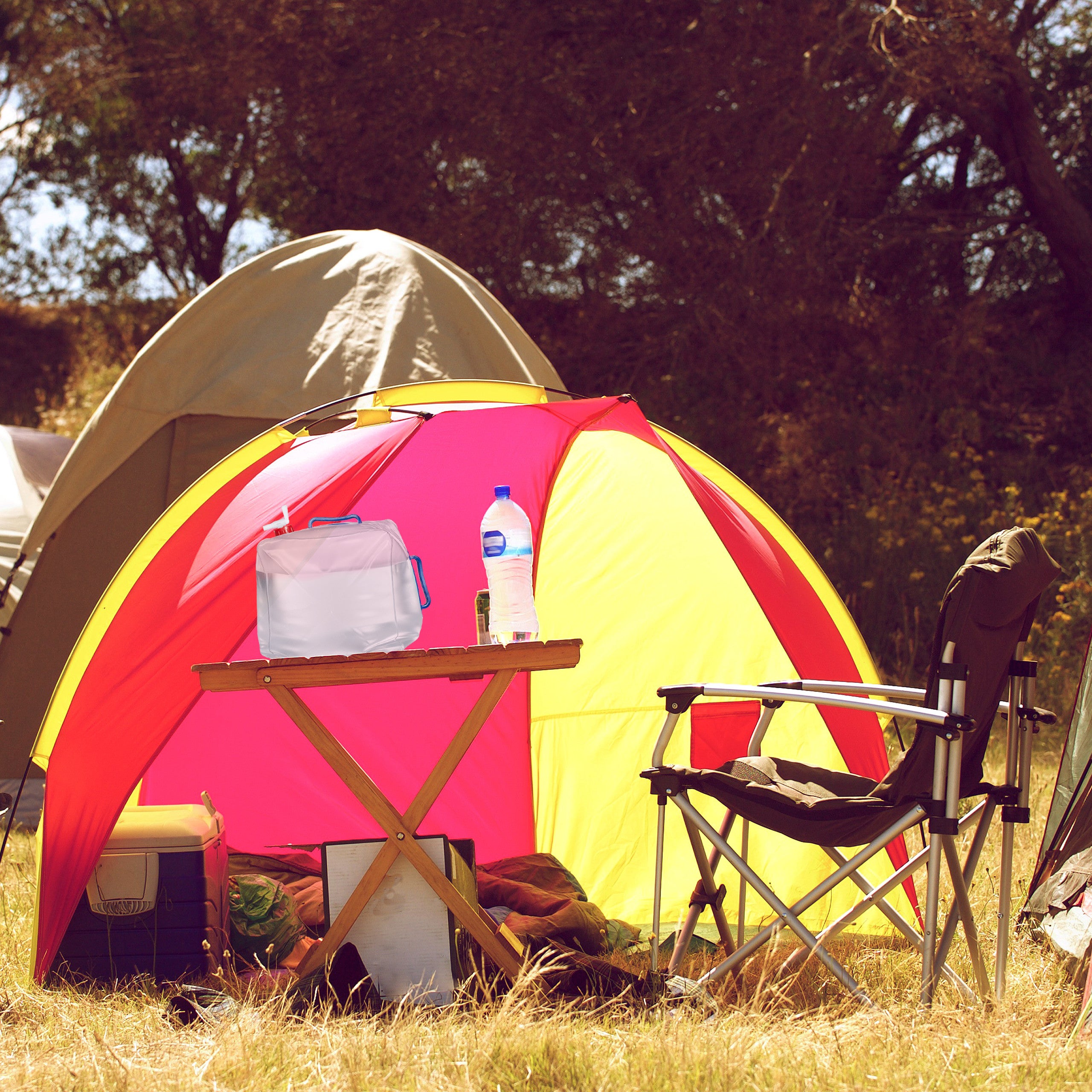 Bidons d’eau en lot de 4, 20 L, pliant, robinet, poignées, jerrycan, Plastique sans BPA, transparent, Relaxdays - 6