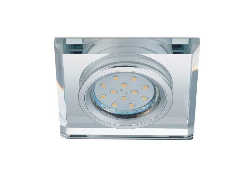 Oprawa sufitowa wpuszczana podtynkowa Pirin srebrna 1xGU10x10W kwadratowa IP20 wym: 9 x 9 cm szkło Trio
