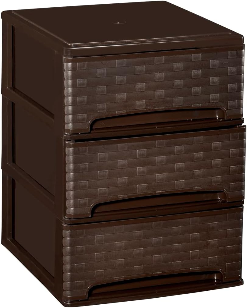 COM-FORT HOUSE | Commode empilable en plastique | Modèle Lineas | Couleur blanche | Modèle à 4 tiroirs | Tiroirs de rangement modulaires
