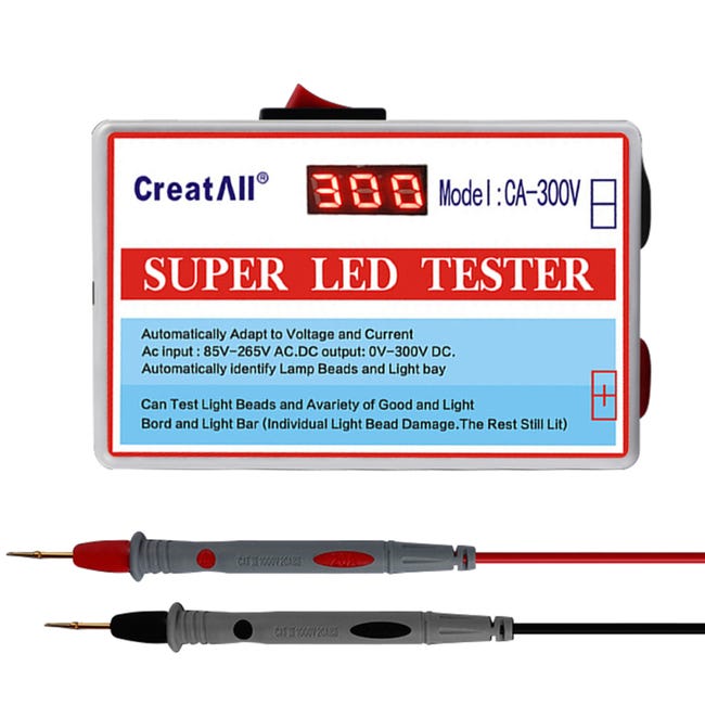 Przenośny tester LED AC-300V do taśm LED, oświetlenia TV, testowania lamp, diod, pojemności, napięcia, z przełącznikiem