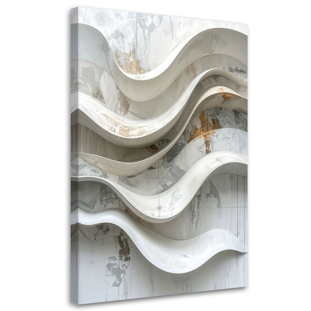 Obraz do salonu loftu biura, Abstrakcja geometryczna biała w stylu glamour z falami 60x90