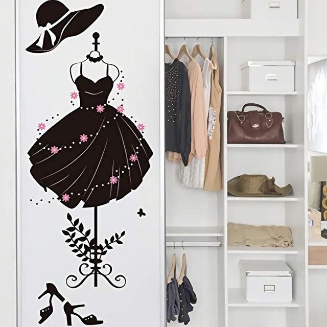 Adesivos de parede para adultos, portas de armário pretas, vestido de dente-de-leão e borboleta de agapanto, cristal, beleza, mural de parede para dec