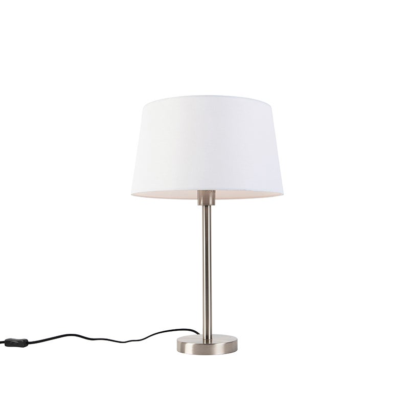 Qazqa nowoczesny lampa stołowa z kloszem - Simplo - biały, okrągły, max. 60w, e27, 52.5cm, IP20 oświetlenie wewnętrzne