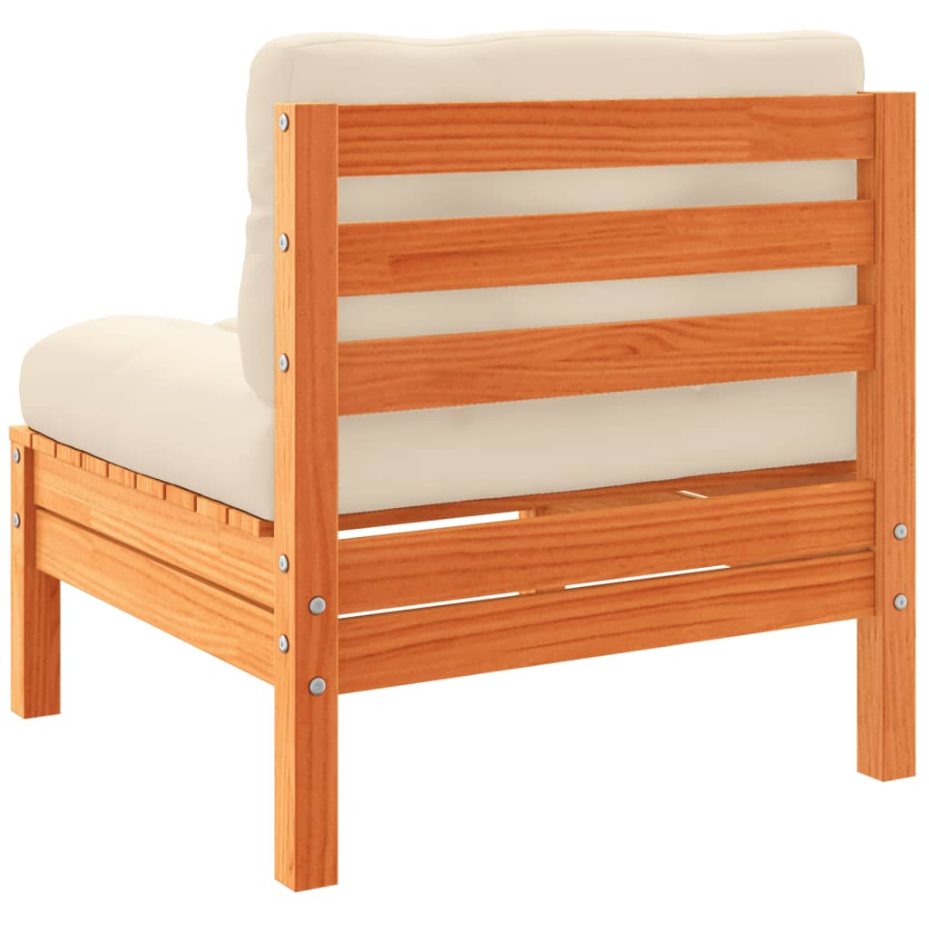 Salon de jardin 4 pcs avec coussins cire marron bois pin massif - 7