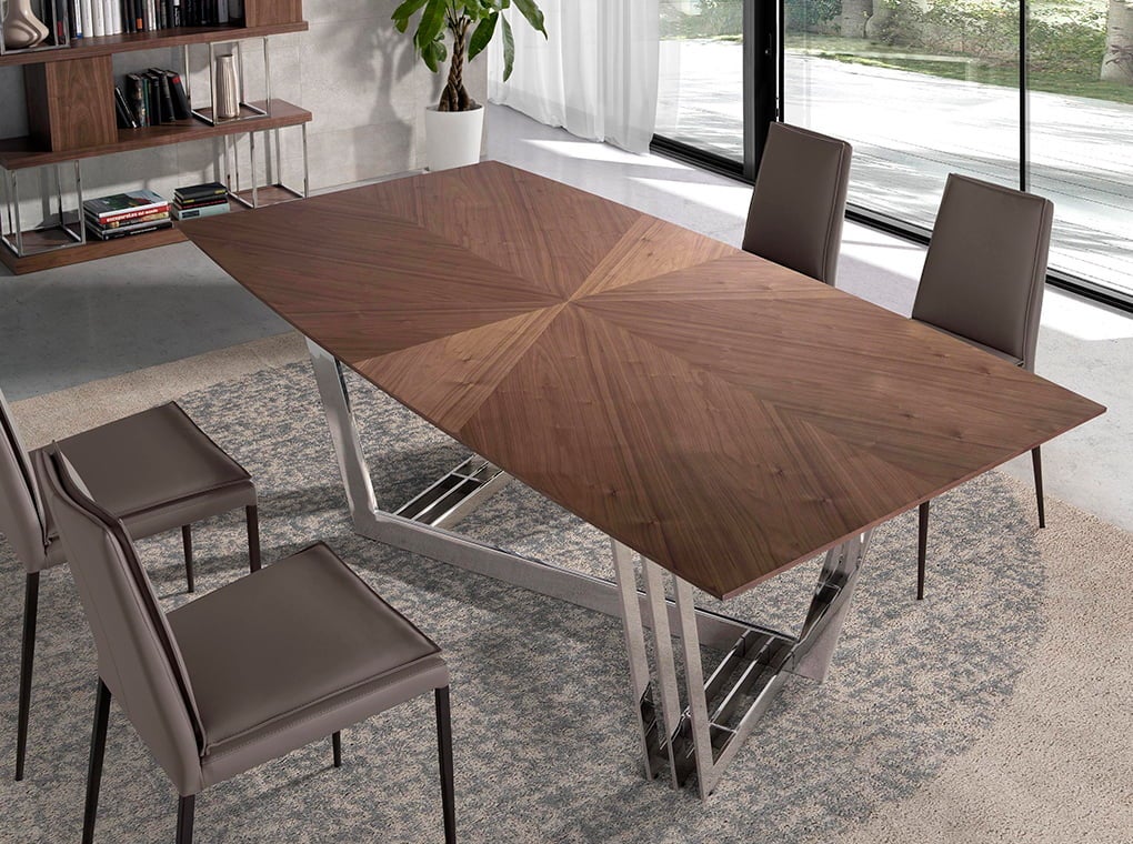 Table à manger baril ovale noyer et acier chromé Ø220 x 110 x 77 cm - 3