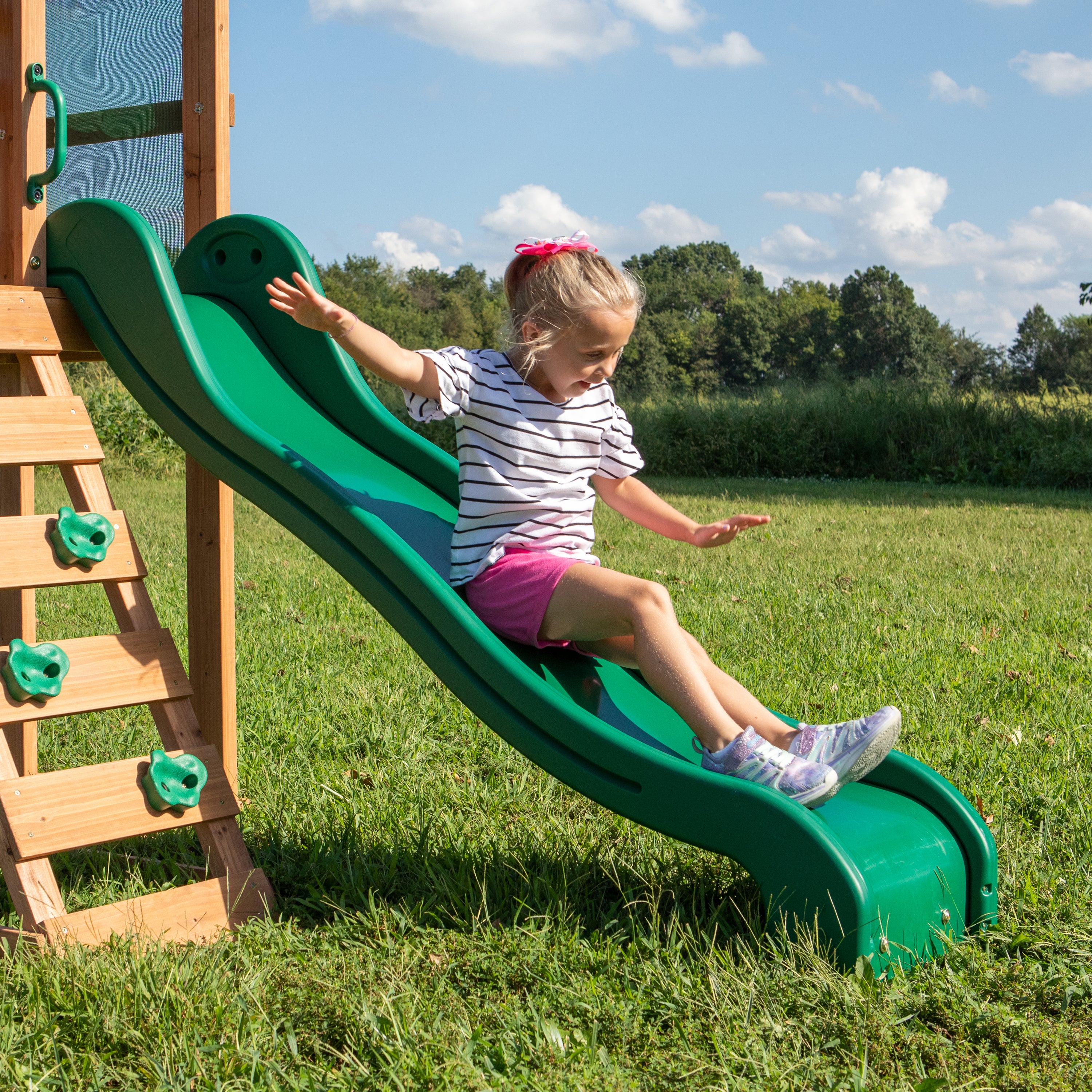 Aire de jeux en bois | Avec balançoire / toboggan / bac de sable / échelle | Maison enfant extérieur Backyard Discovery Buckley Hill - 5