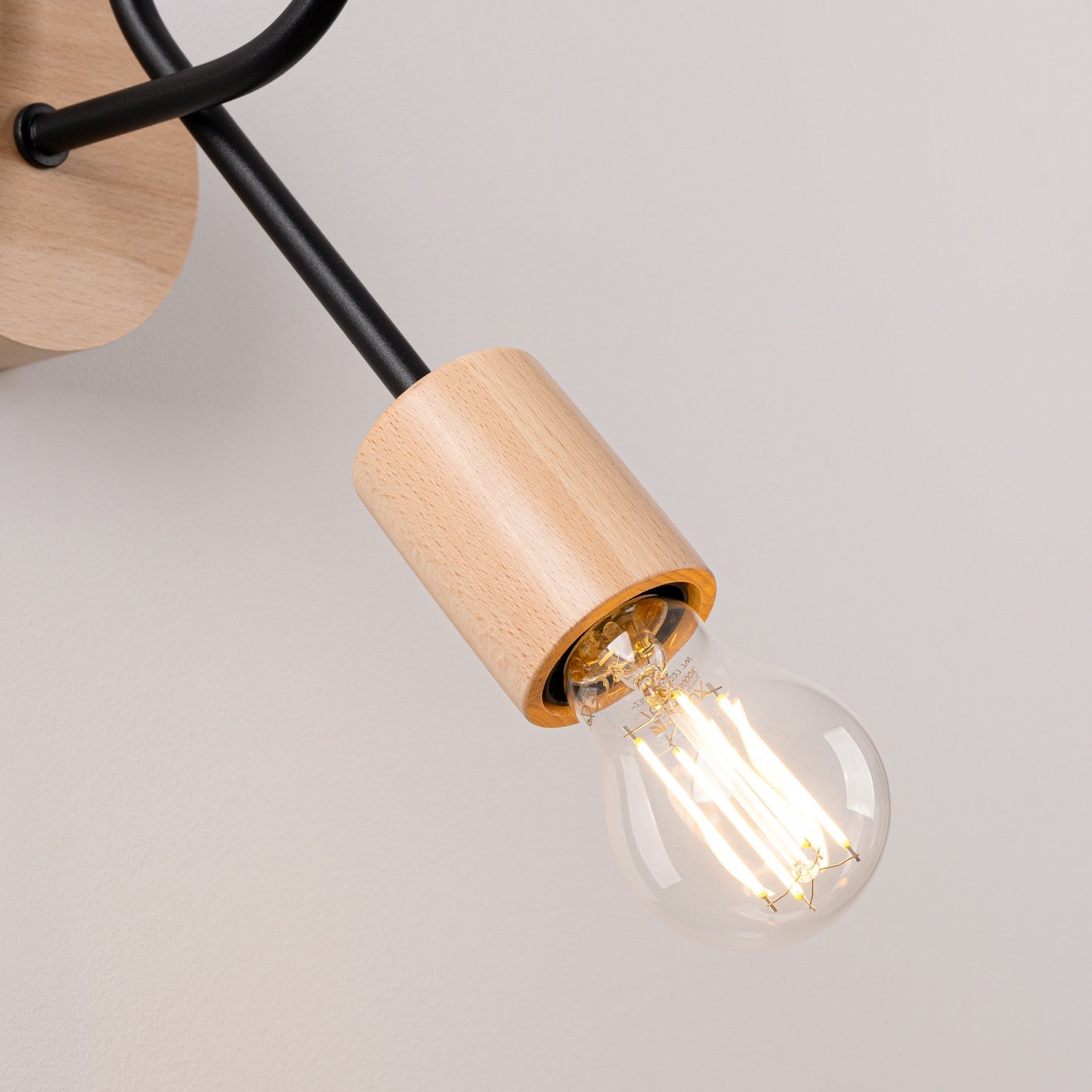 Applique Acier Noir/Bois Naturel E27 1 Ember - 7