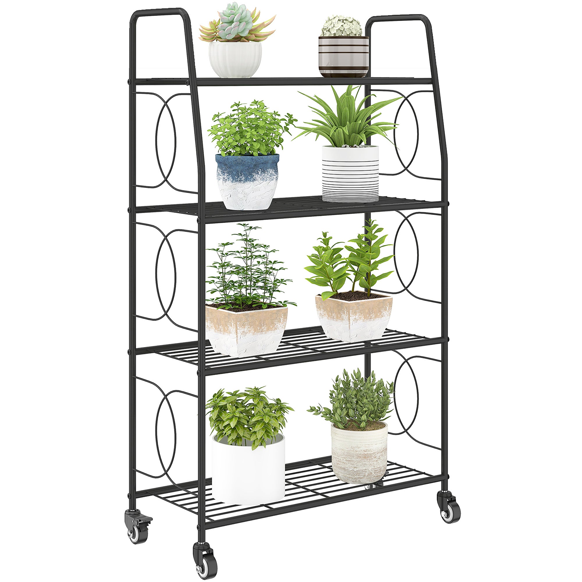 Support à plantes en métal à 4 niveaux, étagère échelle robuste pour ...