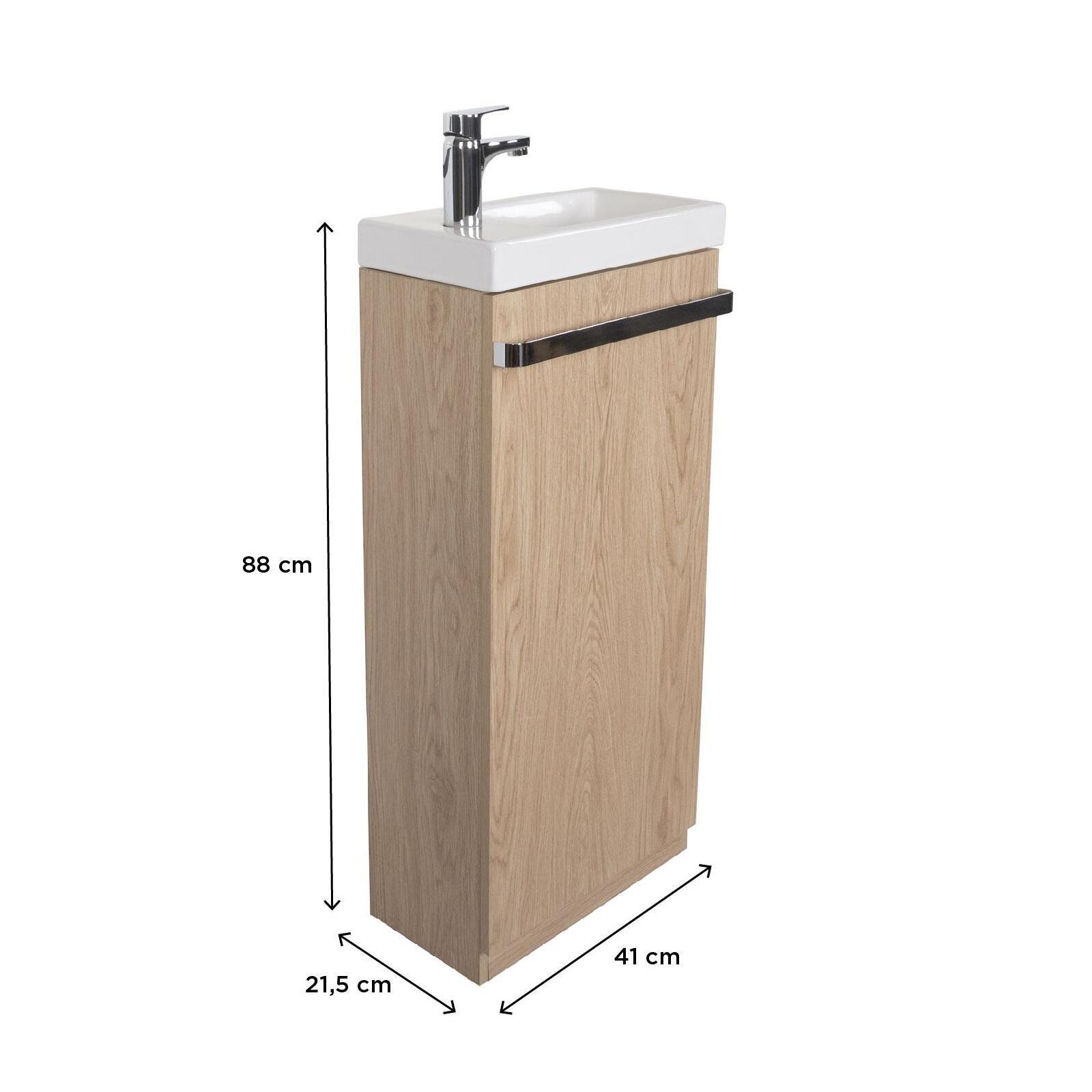 Meuble lave-mains sur pieds JOHANN décor chêne - 3
