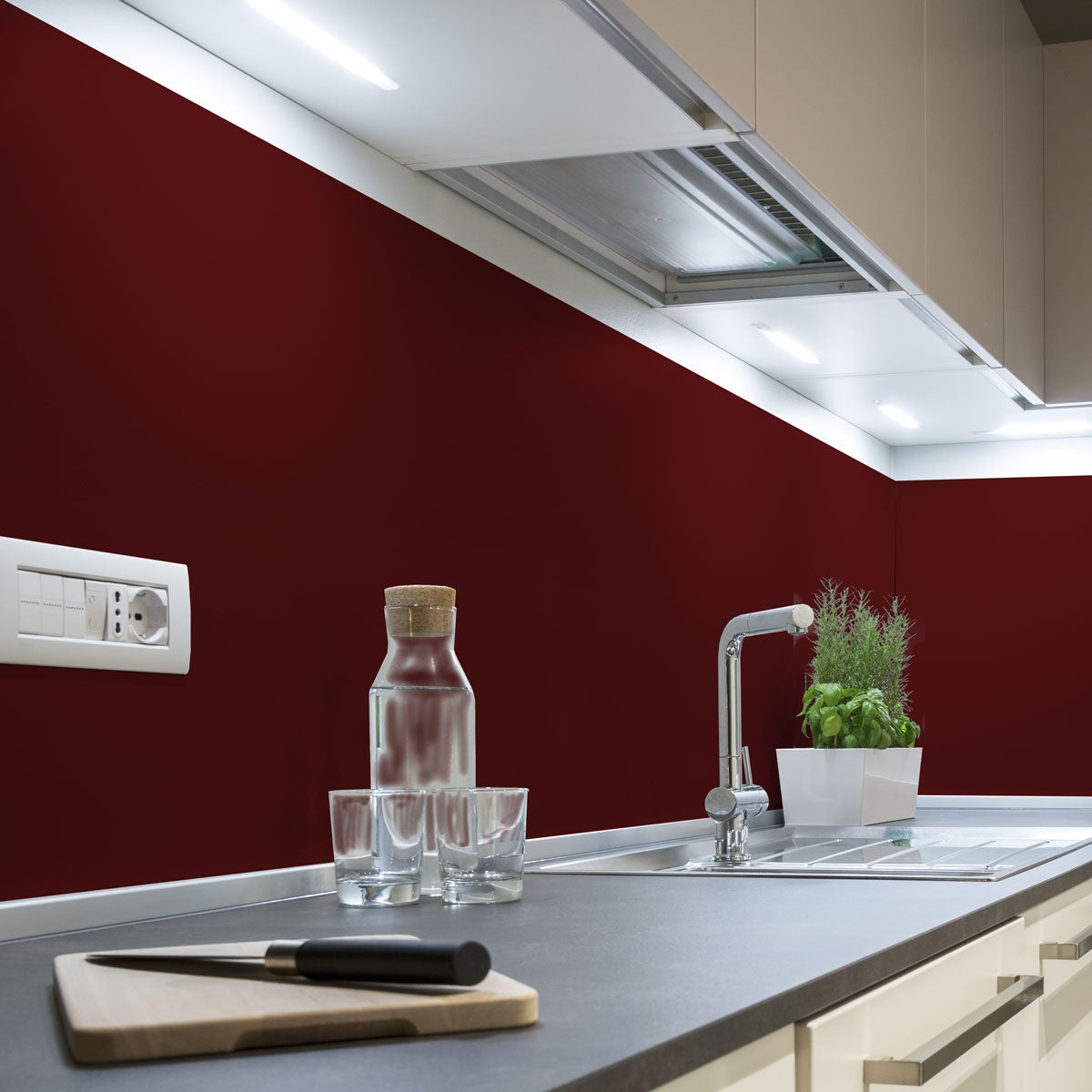 Rouleau adhésif décoratif Vinyle au Mètre - Sticker Lavable Imperméable Mur Cuisine Meubles - 60cmx1m - Bordeaux - 5