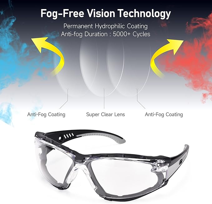lunettes de sécurité de travail transparentes anti-buée, Anti-rayures, UV 400, résistantes aux chocs. CE EN166 lunettes de protection - pour DIY, ch - 4