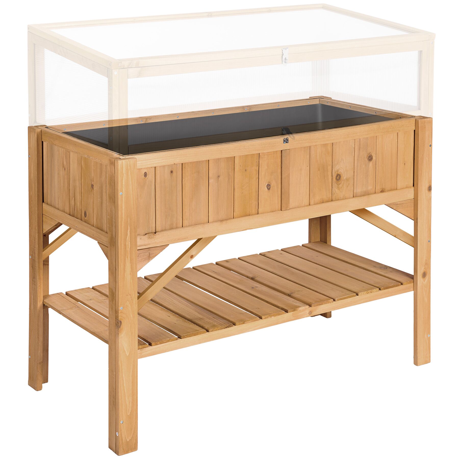 Carré Potager de jardin sur Pied Surélevé en Bois avec étagère marron - 5