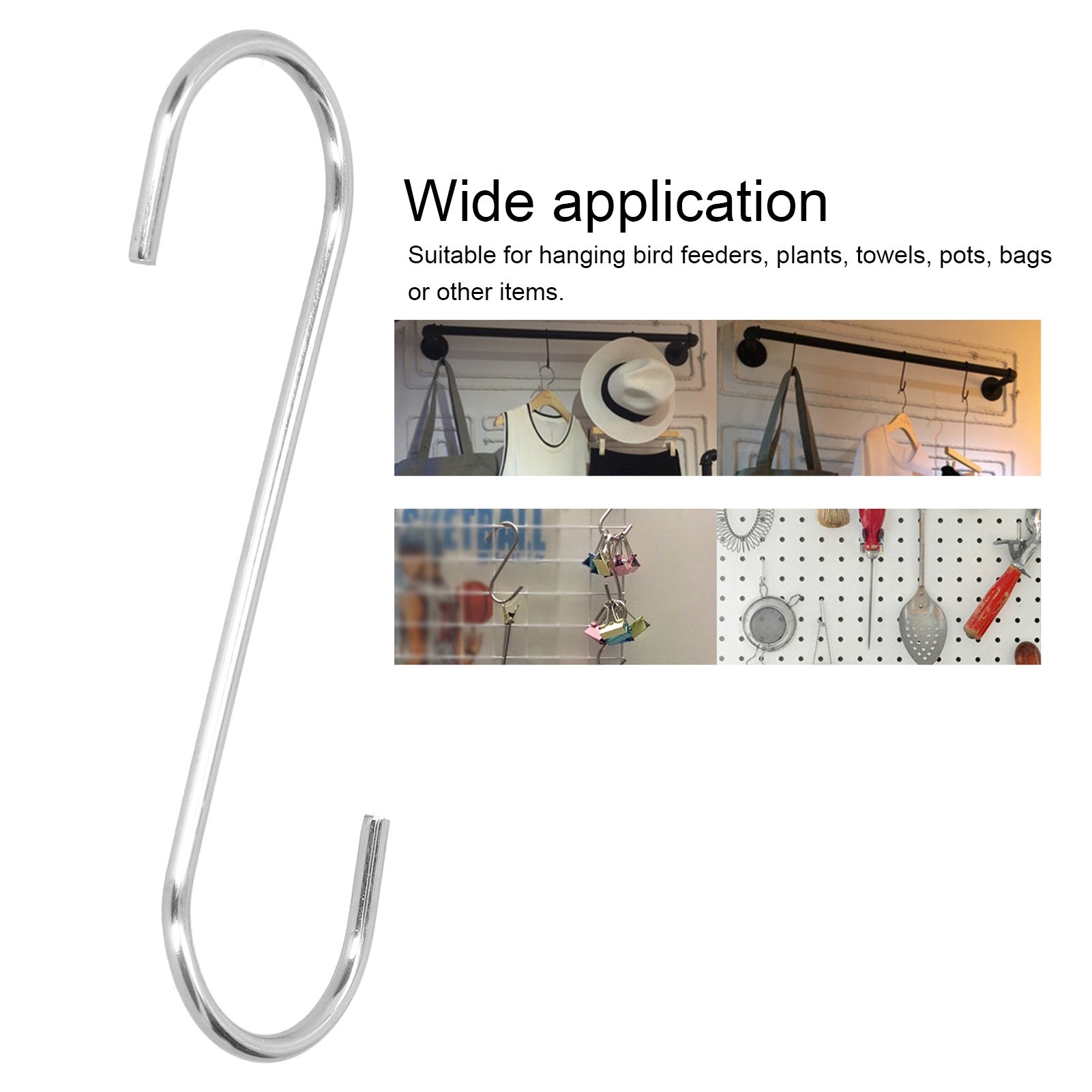 Gancio a forma di S, appendiabiti in acciaio inossidabile, accessorio per mangiatoia per uccelli da balcone/cortile - 5