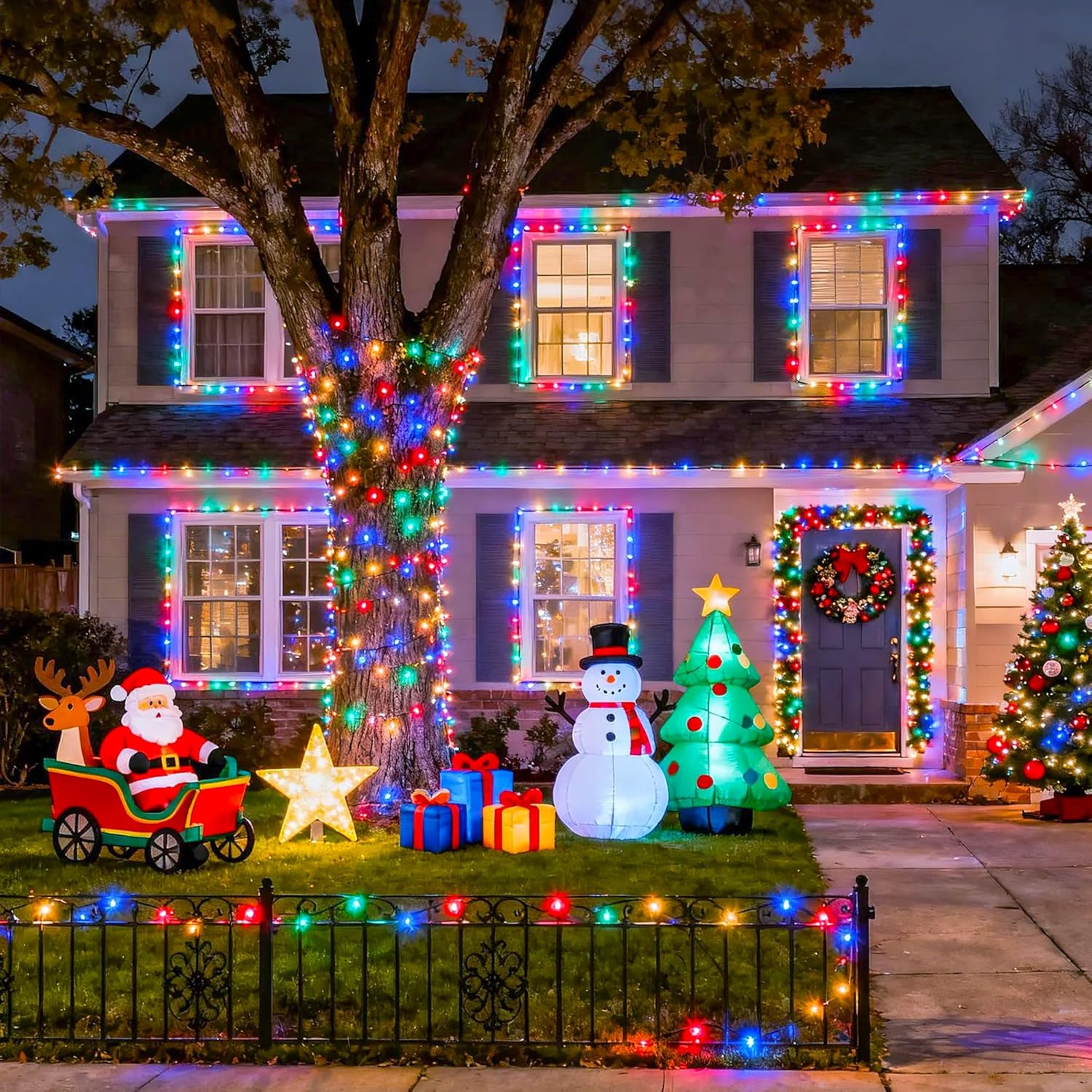 Guirnalda de luces LED navideñas para interior y exterior, 75 m - 2000 LED, Luz decorativa impermeable para árbol de Navidad con control remoto - 5