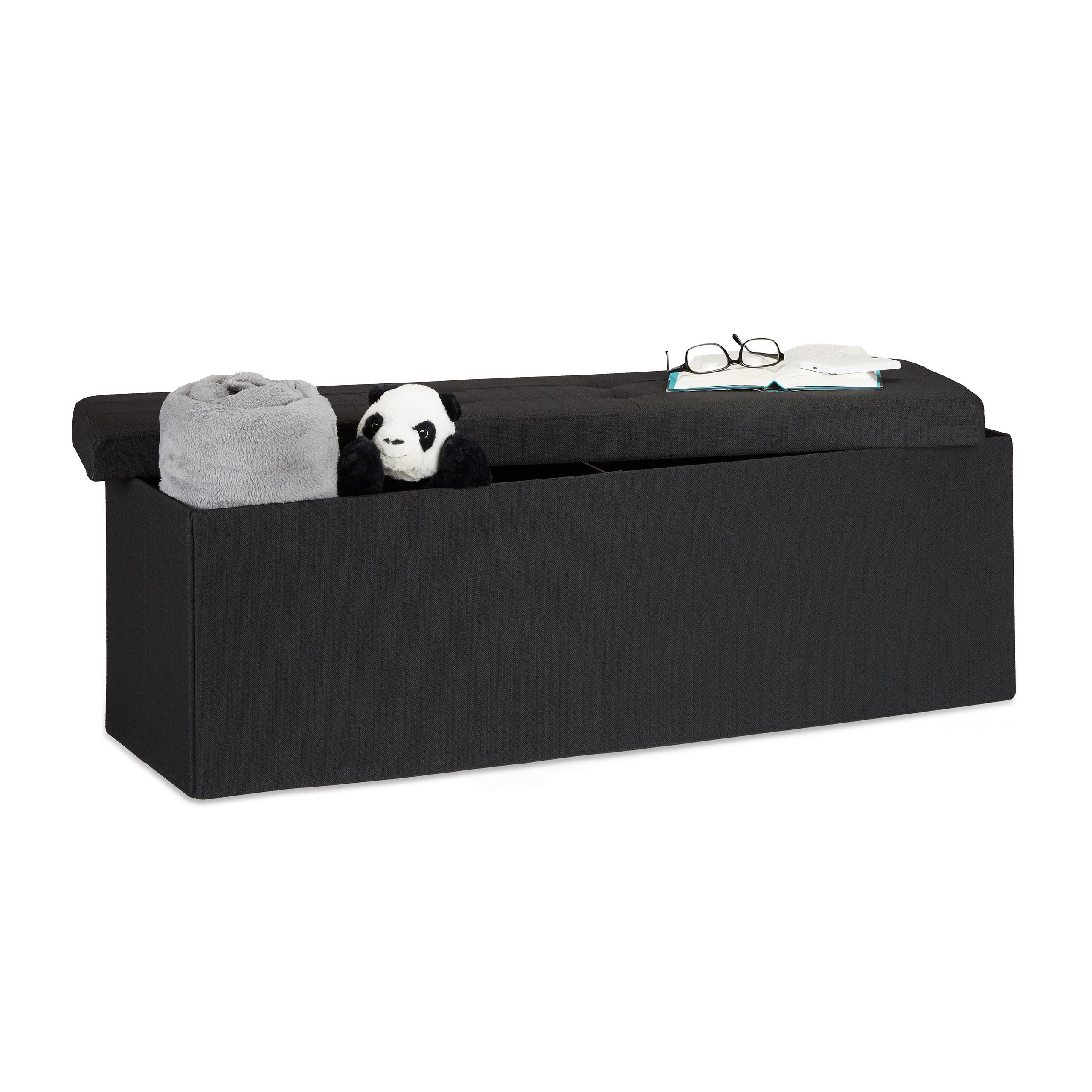 Banc de rangement pliable, rembourré, en simili, pour couloir/chambre, H x L x P 38 x 76 x 38 cm, blanc, Relaxdays | Leroy Merlin Banc de rangement pliable, rembourré, en simili, pour couloir/chambre, H x L x P 38 x 76 x 38 cm, blanc, Relaxdays | Leroy Merlin