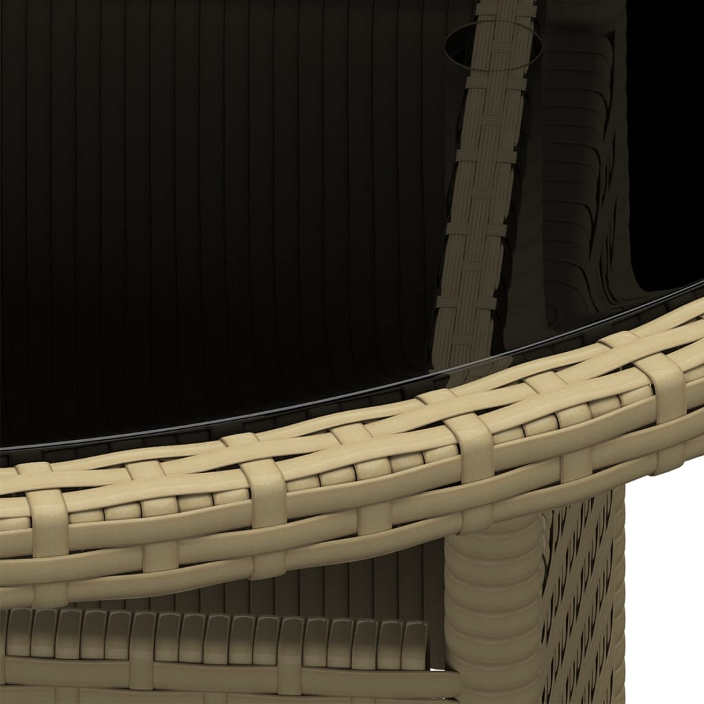 Maison Exclusive - Tavolo da Giardino Ø80x75cm Vetro Temperato e Polyrattan Beige - 3