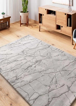 Tapis De Salon Moderne Aspect Marbre Gris Et Crème – Traum – 30% Polyester 70% Polypropylène