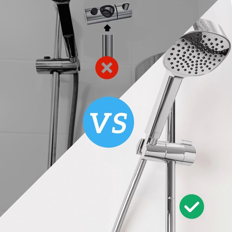 Support de pommeau de douche réglable 18-25 mm – Universel, sans perçage, pivotant – Argent – Pour barre de douche - 4