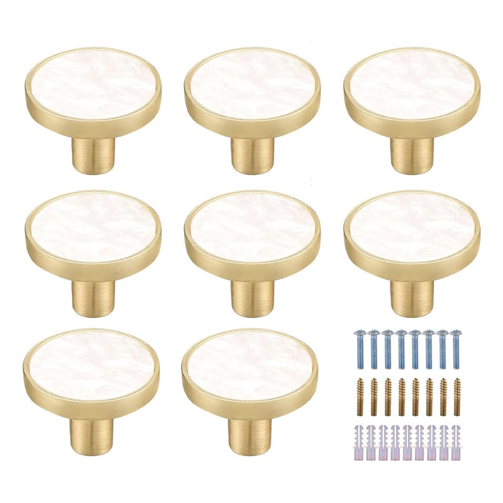 8 Pomelli Per Mobili In Legno - Bianchi, 33 Mm, A Forma Di Fungo, Con Viti, Per Cassetti E Armadi - Foto 10