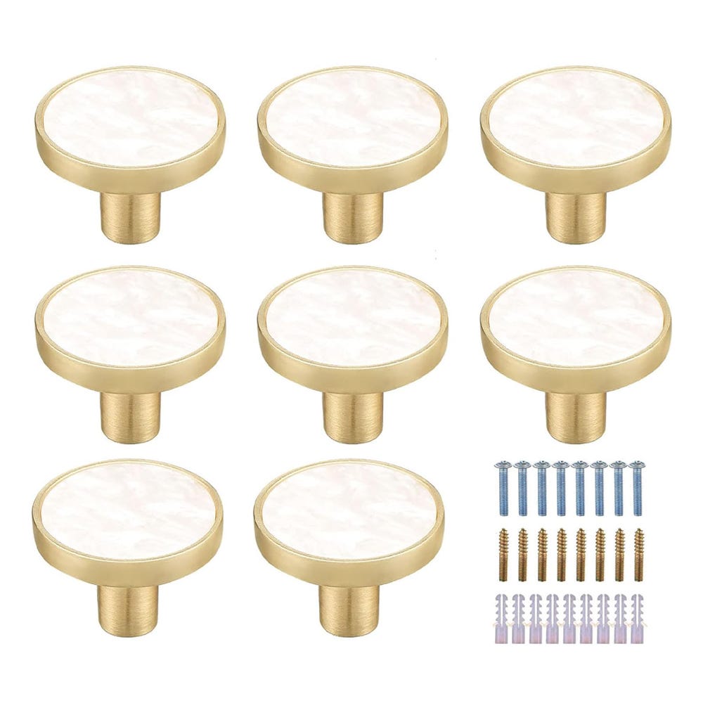 8 Pomelli Per Mobili In Legno - Bianchi, 33 Mm, A Forma Di Fungo, Con Viti, Per Cassetti E Armadi - Foto 10