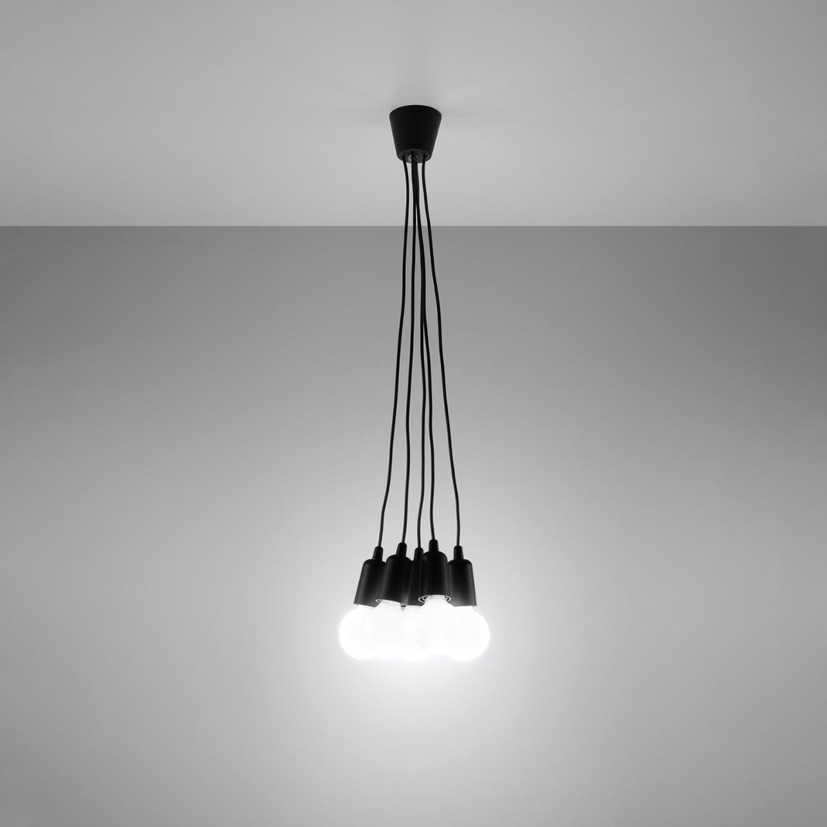 Lampa wisząca ASTIS 5 czarna LED 3000K - 25x25x90cm Sollux