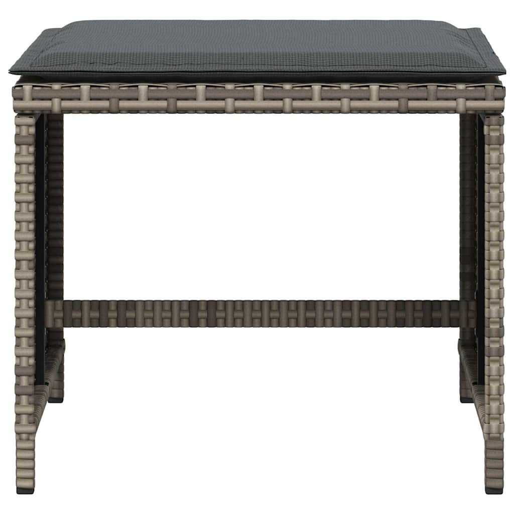 Taburetes de jardín con cojines 4 uds ratán PE gris 41x41x36 cm vidaXL - 5