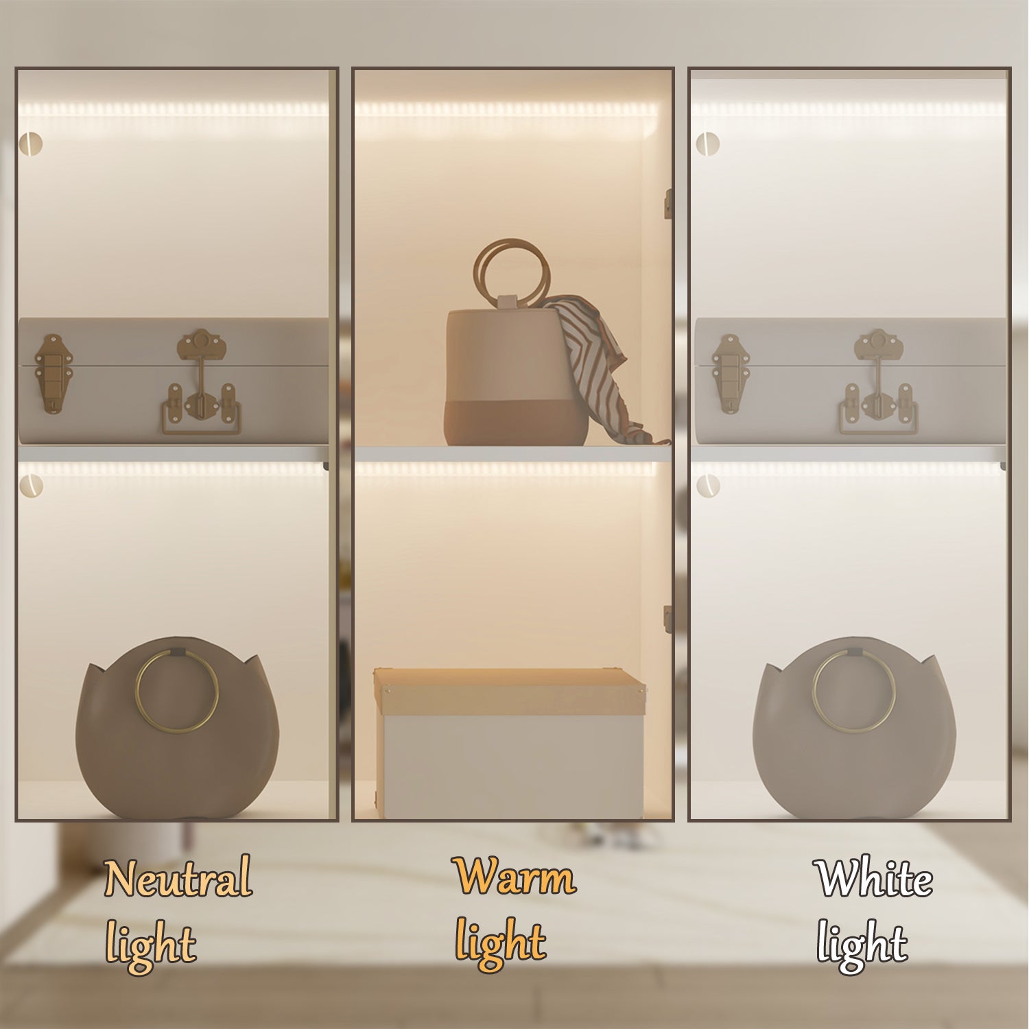 Vitrine avec LED et Portes en Verre Meuble de Rangement en Verre Debout avec 4 étagères Design Pop-up 80x40x160cm Blanche - 9
