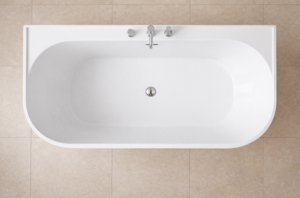 Baignoire îlot avec vidage – 170 x 75 cm – Blanc brillant – OLIVIA - 4