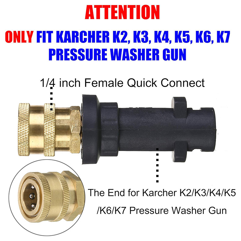 Accessoires pour nettoyeur haute pression, canon à mousse et buses, avec 5 buses, raccords rapides 1/4 pouce - 6