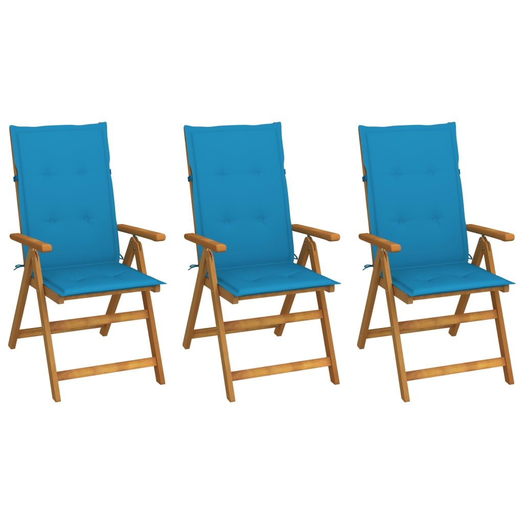 Chaise de jardin pliable avec coussin en Bois Bleu - 2