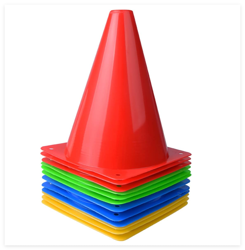Lot De 12 Cônes De Signalisation – 17 Cm, Couleurs Vives, PE Souple – Pour Football, Basket, Fitness, Marquage Terrain
