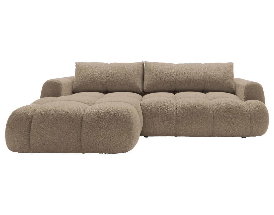 Canapé d'angle gauche convertible 4 places en tissu bouclette marron - YULIN - Best Mobilier - 9