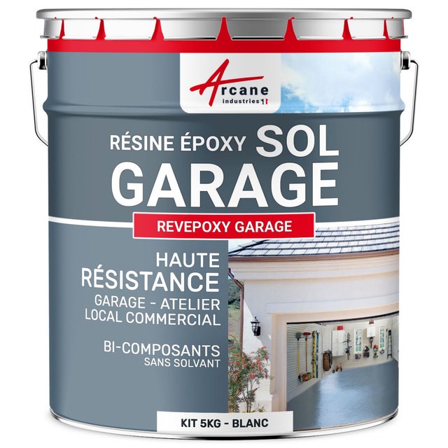 PEINTURE EPOXY SOL GARAGE - REVEPOXY GARAGE - 5 kg (jusqu'à 16 m² en 2 couches) Blanc - ARCANE INDUSTRIES