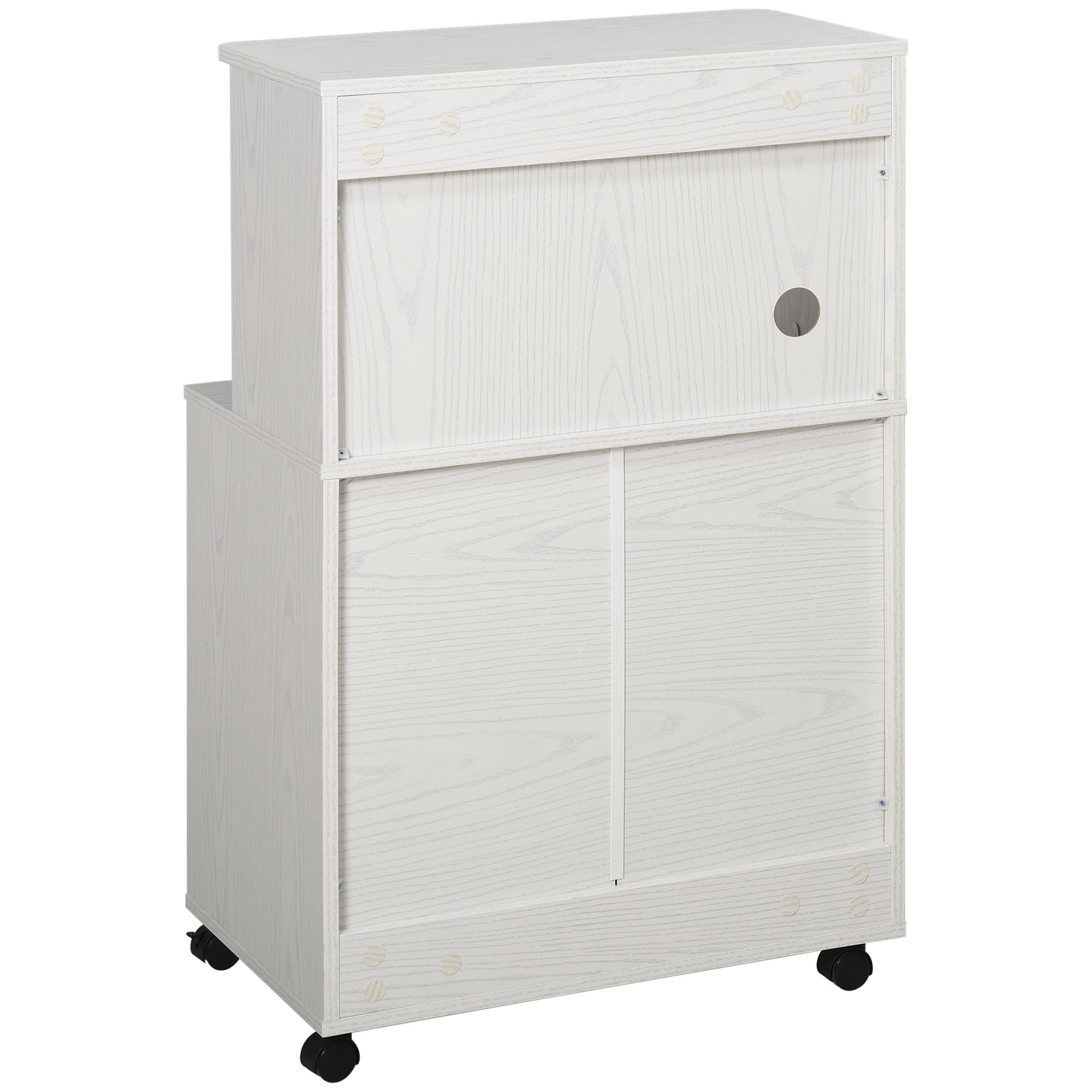 Aparador Auxiliar para Microondas HOMCOM Melamina de Madera Blanco 60,4x40,3x97 cm - 4