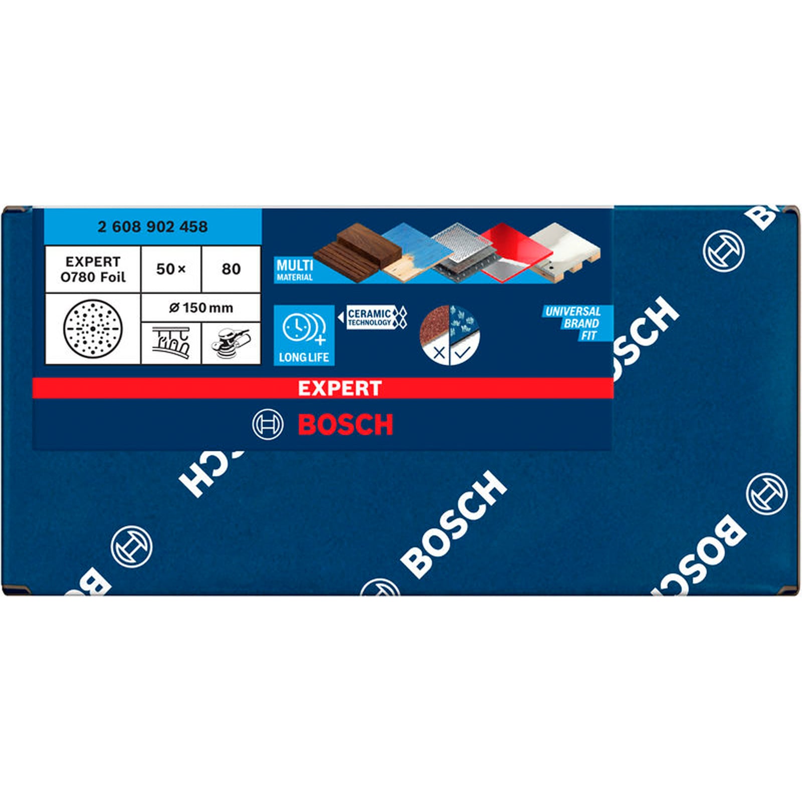 Bosch 1x Disco per levigatura EXPERT O780, 150 mm (per Legno duro, Vernice su legno, Ø 150 mm, Grano 80, Professional Accessorio levigatrice rotoorbit - 3