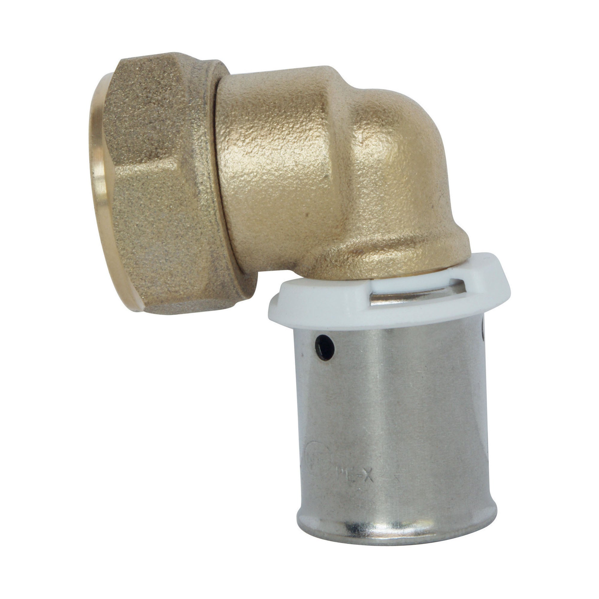 Raccord coudé à sertir pour tube PER Ø12 - Ecrou-tournant F12/17 - 2
