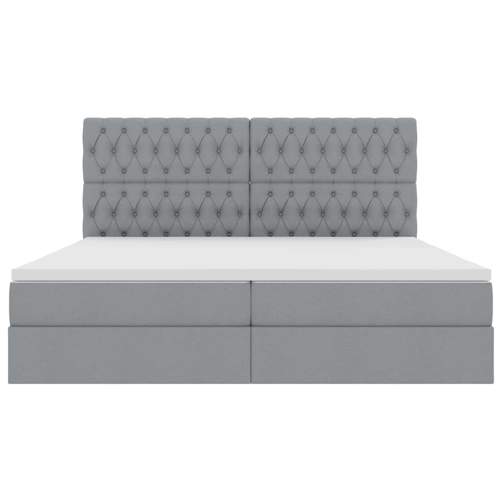 Lit avec rangement et matelas, en tissu gris clair, pour la chambre, 200 × 200 cm - 7