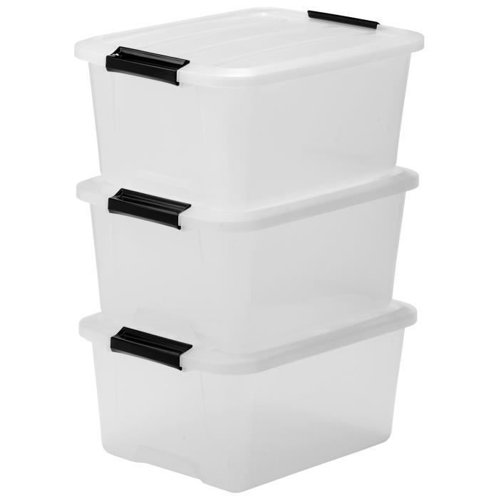 Inhouse Set 6 Scatole Portaoggetti In Plastica Trasparente Con Coperchio E Maniglia - 27,9 X 20 X 14,5 Cm
