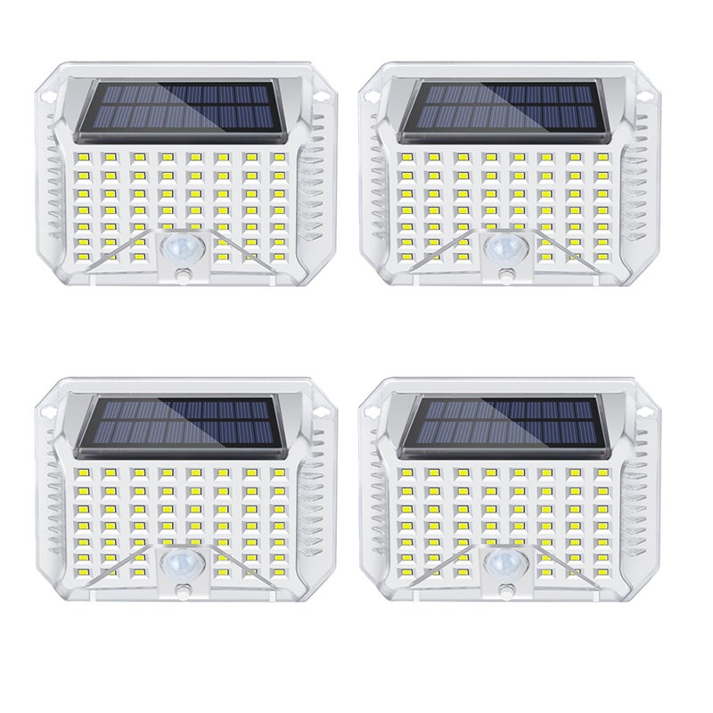4 sztuki lampa solarna 90LED z białym światłem, z czujnikiem ruchu, do ogrodu, lampa biała do oświetlania ogrodzeń domów, latarnia uliczna