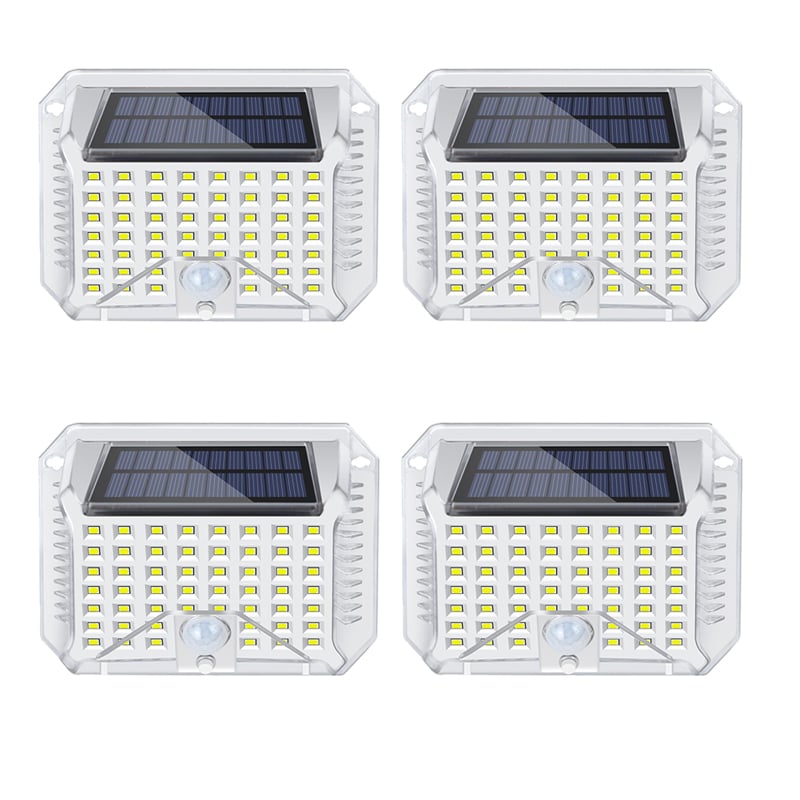 4 sztuki lampa solarna 90LED z białym światłem, z czujnikiem ruchu, do ogrodu, lampa biała do oświetlania ogrodzeń domów, latarnia uliczna