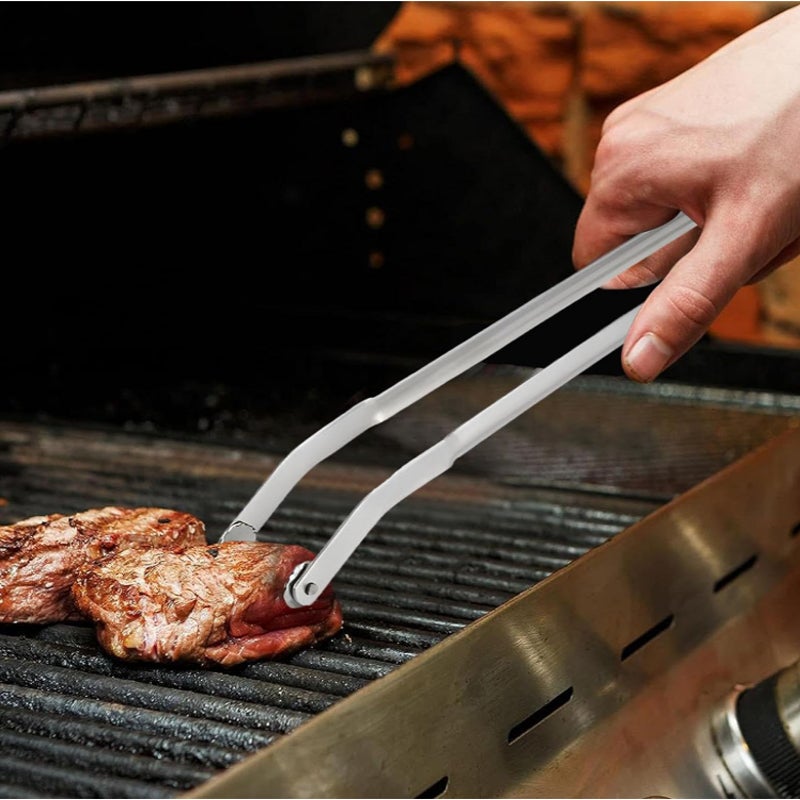 1 pcs à gril longue 38 cm, retourneur à saucisses, pince de cuisine en acier inoxydable, pince à gril, pince à gril, pince à gril, accessoires de gril - 4